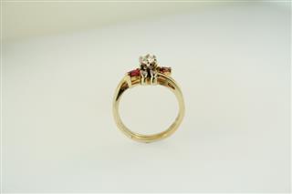 Ruby Lady's Stone & Diamond Ring 5 Diamonds .33 Carat T.W. 14K Yellow Gold 4.4g